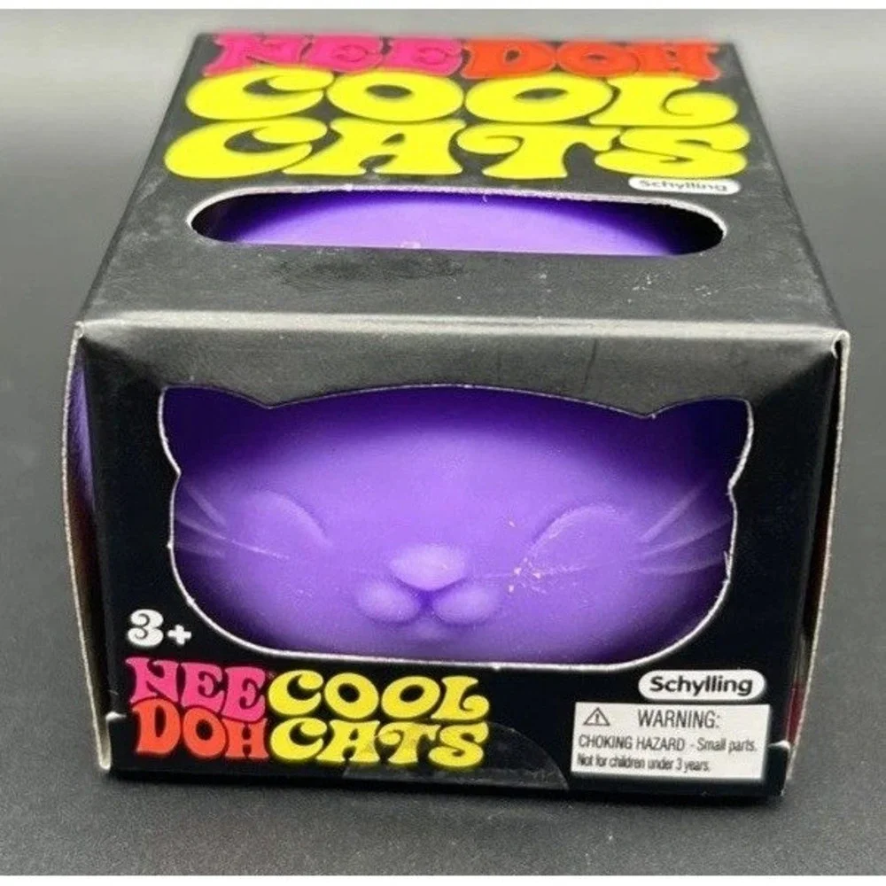 Schylling NeeDoh Cool Cats Purple Squishy Stress Toy Fidget Cat Head